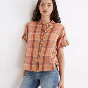 Madewell Daily Shirt in Neon Madras Plaid Size XXS | Madewell 100% Cotton Shirt